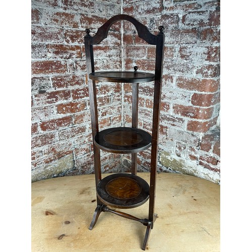 386 - Vintage Oak Folding 3 Tier Cake Stand