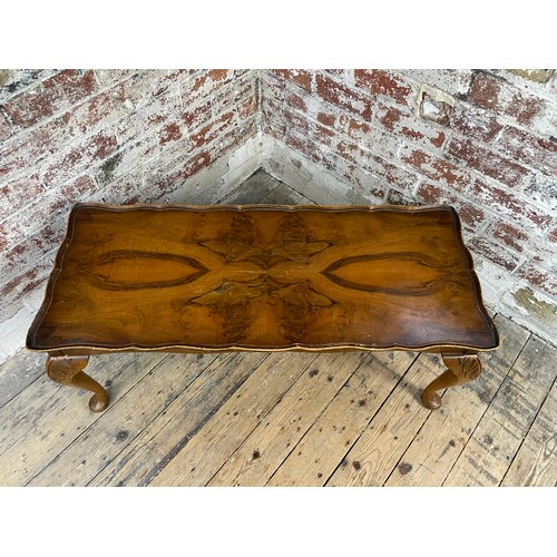 391 - Vintage Walnut Coffee Table With Queen Anne Legs