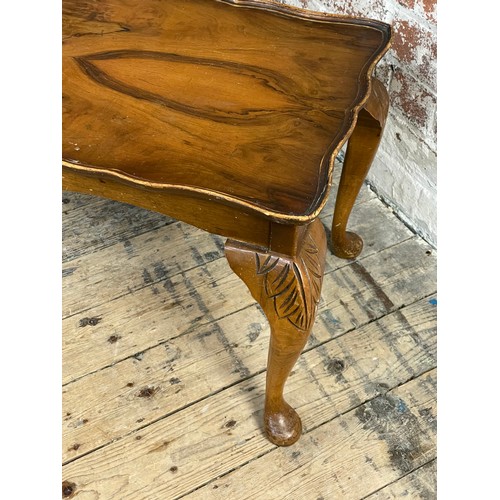 391 - Vintage Walnut Coffee Table With Queen Anne Legs