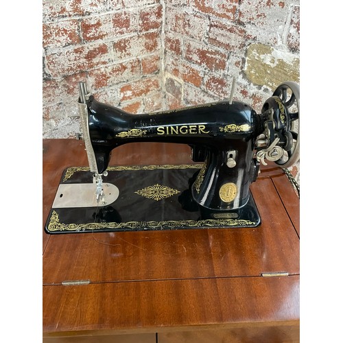 392 - Vintage Electric Singer Sewing Machine In Cupboard