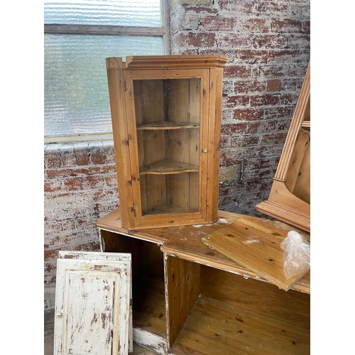 378 - Good Group Of Pine Furniture Upcycle Project. Ducal Sideboard with Fixings & Doors. Dresser Pot Boar... 