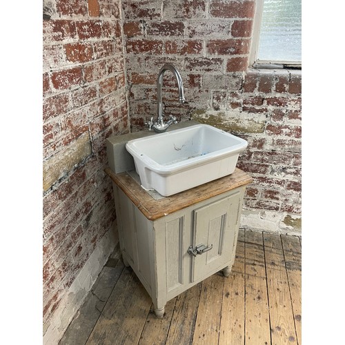 379 - Upcycled Vintage French Pine Cool Chest With Sink And Tap