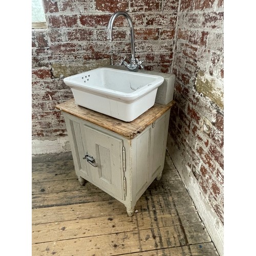 379 - Upcycled Vintage French Pine Cool Chest With Sink And Tap