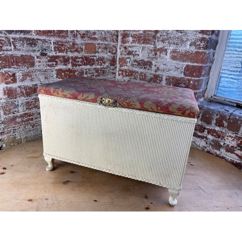 395 - Vintage Lloyd Loom Style Blanket Box With Padded Seat