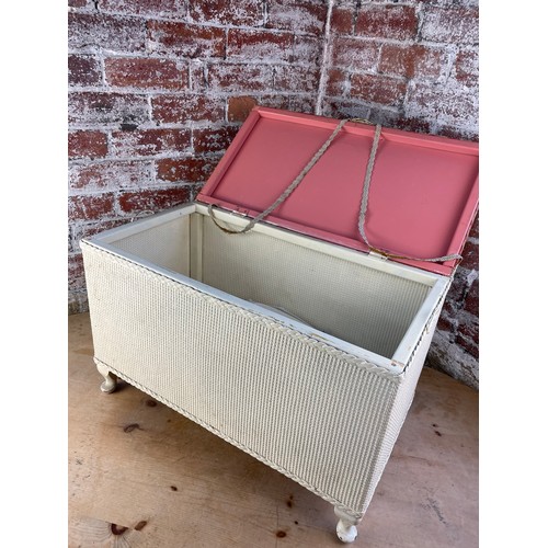 395 - Vintage Lloyd Loom Style Blanket Box With Padded Seat