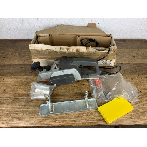 358 - Large Black & Decker Professional 80PLA Power Wood Plane inc. Blade Sharpening accessories