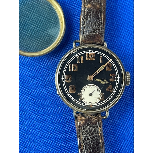 21 - WW1 Officers Trench Watch. 925 Sterling Silver With London 1917 Import Mark. 15 Jewel Swiss Movement... 