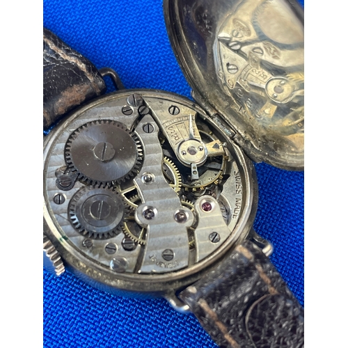 21 - WW1 Officers Trench Watch. 925 Sterling Silver With London 1917 Import Mark. 15 Jewel Swiss Movement... 