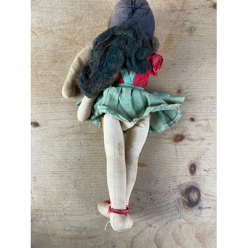 111 - Vintage Rag Doll With Celluloid Face. For Restoration.