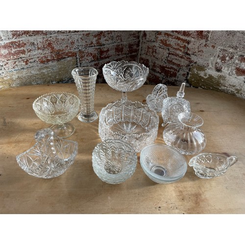 360 - Group Of Vintage Cut Glass, Crystal & Pressed Glass.