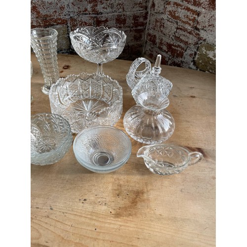 360 - Group Of Vintage Cut Glass, Crystal & Pressed Glass.