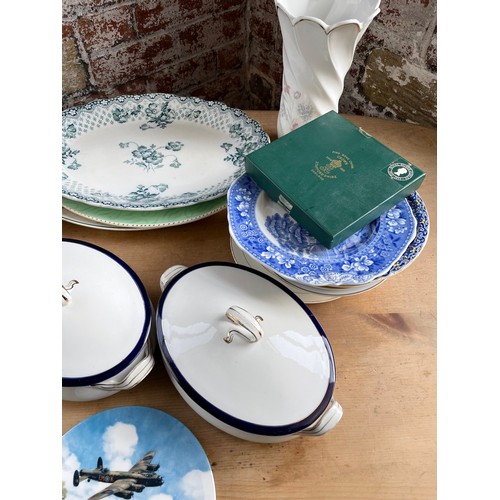 362 - Group Of Collectable Pottery Inc. Royal Doulton Heroes of the Sky Plates & Alfred Meakin Bleu De Roi