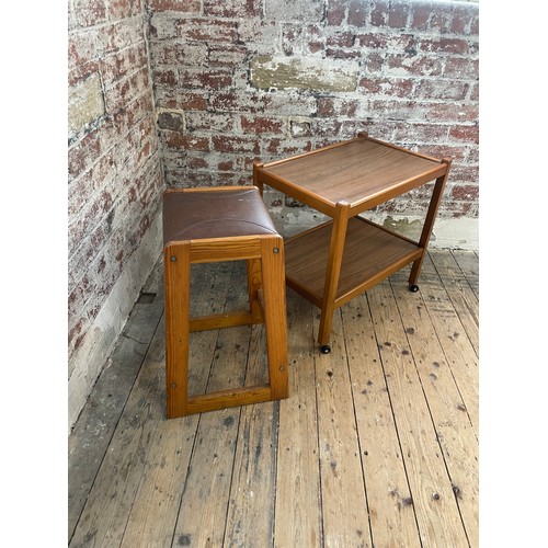 423 - Vintage Stool & Drinks Trolley