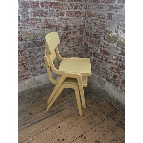 424 - Pair Of Mid Century Painted Wooden Vintage French School Chairs