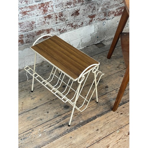 428 - Mid Century Table, Bamboo Magazine Holder & Hago Ware  Style Rack Table