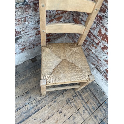 429 - Large, Quality Pine Ladder Back Chair With Rush Seat