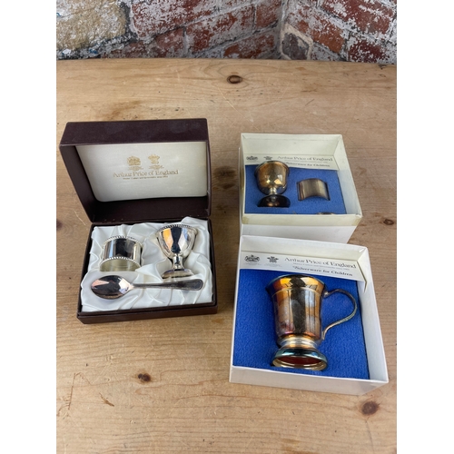 352 - Arthur Price Silver Plate Christening Sets, Boxed.