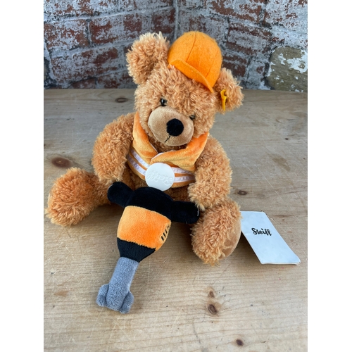 112 - Steiff Workman Bear With Pull Cord Vibrating Tool