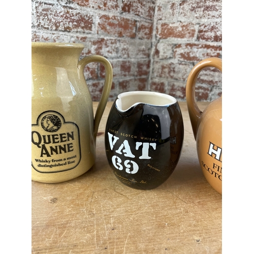 343 - Trio Of Whiskey Advertising Water Jugs, Haig, Vat 69 & Queen Anne Scotch