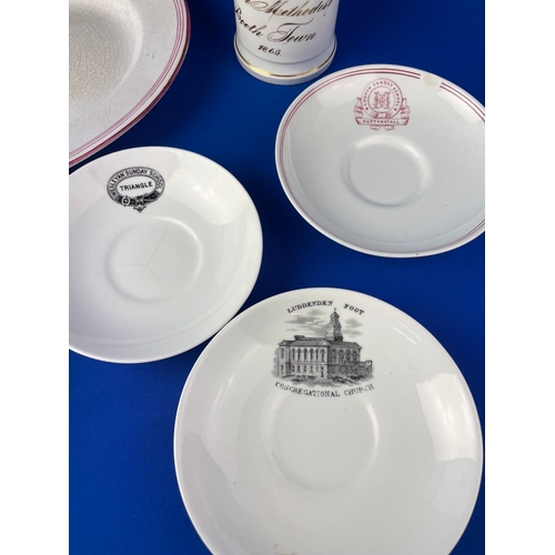 169 - Local Interest Victorian Chapel Plates, Bowls & Cup. Rare, Late Victorian Examples From Luddenden, H... 