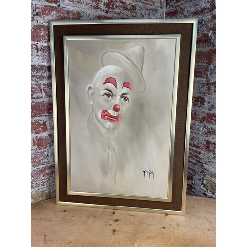 131 - Original Clown Painting Signed By Tom Gower