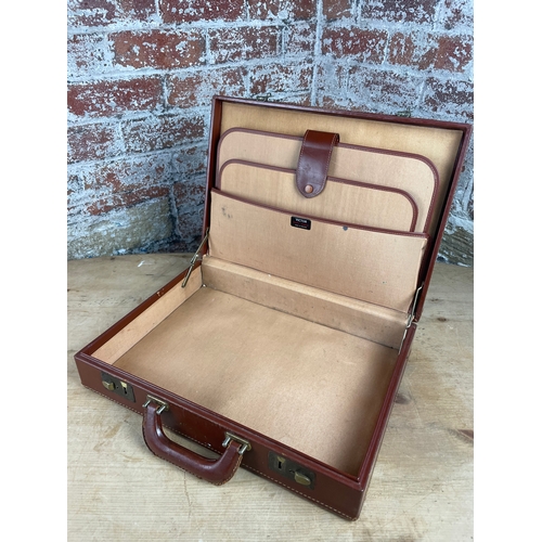 333 - Vintage Fitted Leather Brief Case by Victor Leather Luggage With East African Airways Flight Sticker... 