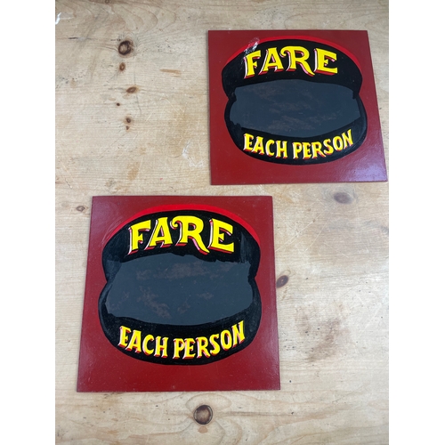 327 - Two Hand Painted Fairground Fare Signs