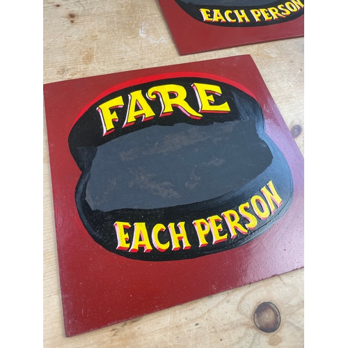 327 - Two Hand Painted Fairground Fare Signs