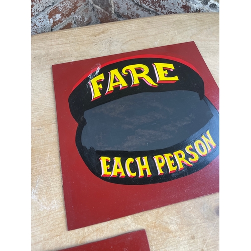 327 - Two Hand Painted Fairground Fare Signs