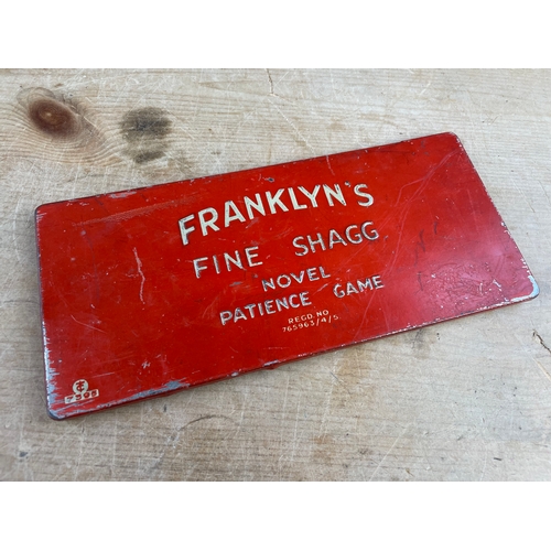 101 - 1930's Tinplate Advertising Game. Franklyn's Fine Shagg Tobacco Cigarettes Patience Game.