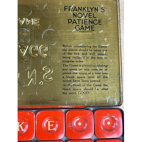 101 - 1930's Tinplate Advertising Game. Franklyn's Fine Shagg Tobacco Cigarettes Patience Game.