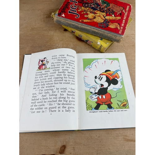 94 - 1930's Popinjay Jig-Puz Book, Little Romps Book (Both Featuring Golly) & Micky Mouse Bedtime Stories... 