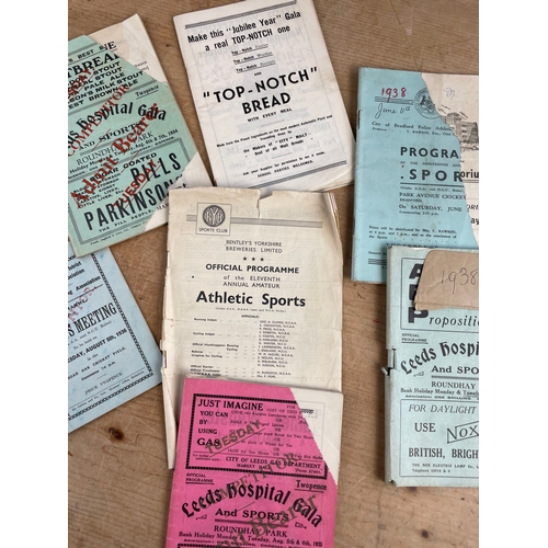 95 - 1930's Athletics Programmes. Local Interest, Huddersfield, Leeds, Bradford.