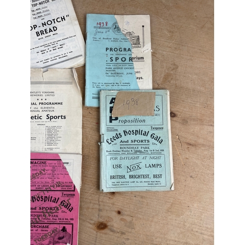 95 - 1930's Athletics Programmes. Local Interest, Huddersfield, Leeds, Bradford.