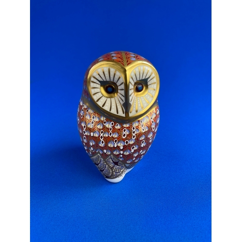 217 - Royal Crown Derby Owl. Gold Stopper.