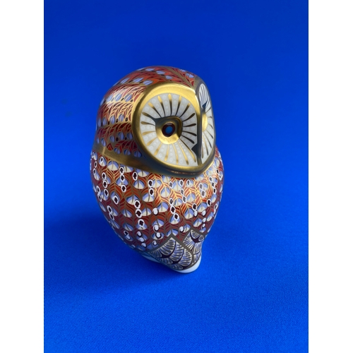 217 - Royal Crown Derby Owl. Gold Stopper.