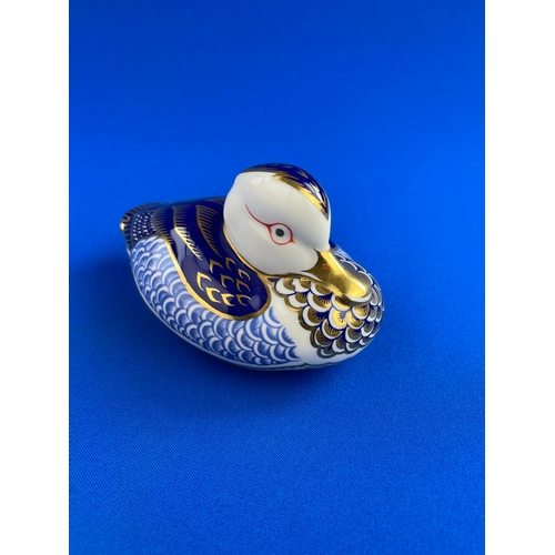 218 - Royal Crown Derby Duck. Gold Stopper.