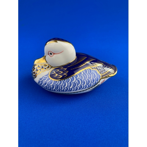 218 - Royal Crown Derby Duck. Gold Stopper.