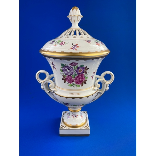 219 - 20th Century Dresden Pierced Lidded Urn