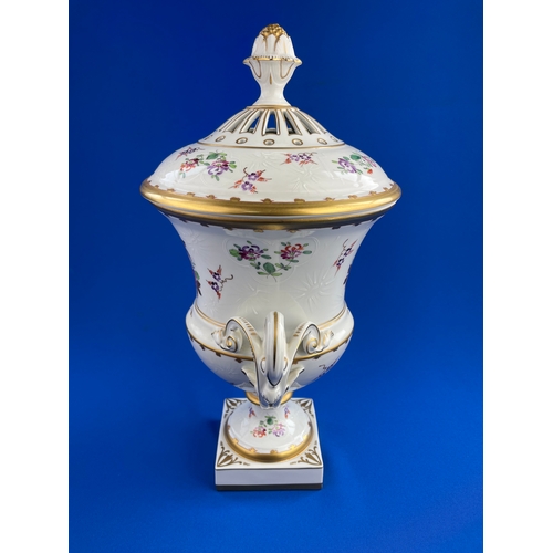 219 - 20th Century Dresden Pierced Lidded Urn