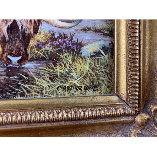 137 - C. Arthur Lokie (b1948) Original Oil of Highland Cattle in Lovely Gilt Frame