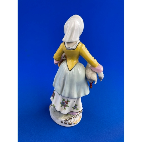 214 - Sitzendorf Dresden Figurine. Woman With A Goose.