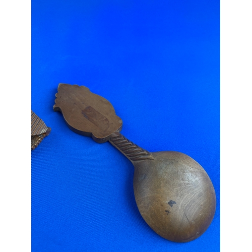 301 - Black Forrest Beautifully Carved Pocket Watch Holder & Spoon.