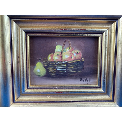 141 - Two Small Vintage Oil on board Still Life