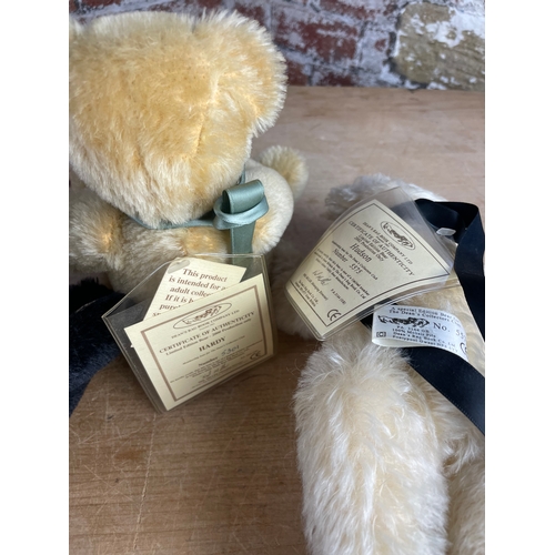 67 - 4x Deans Rag Book Company Collectable Teddy Bears, Hunter, Helene, Harry & Hudson