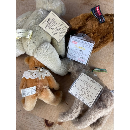 68 - 4x Deans Rag Book Company Collectable Teddy Bears, Horatio, Harris, Hugo & Goldilocks Limited Editio... 