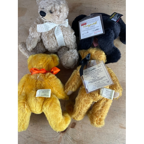 69 - 4x Deans Rag Book Company Collectable Teddy Bears, Hieromymous, Henry, Hogarti.