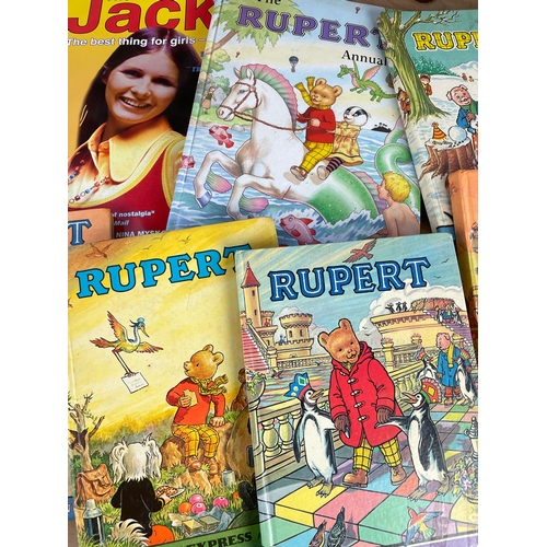 74 - Vintage Rupert The Bear Annuals & The Best Of Jackie Book.