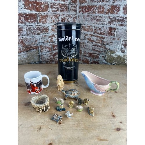 305 - Group Of Collectables Inc Sylvac Dog, Melba Ware Salmon Jug, Wade Tortoise Trinket Dish & Whimsies