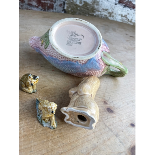 305 - Group Of Collectables Inc Sylvac Dog, Melba Ware Salmon Jug, Wade Tortoise Trinket Dish & Whimsies